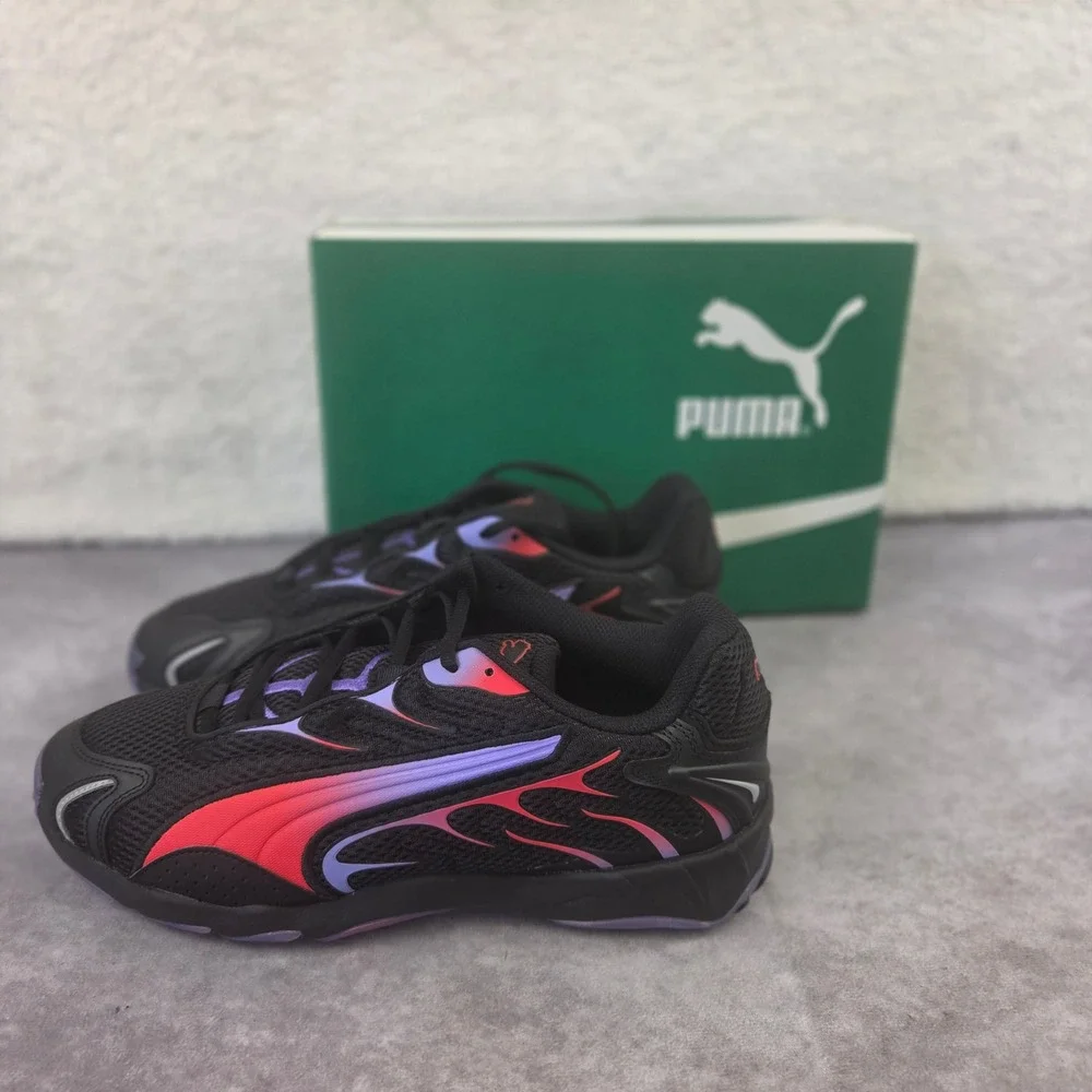 Puma Cell Inhale Black Red Purple Gradient Flame Mesh Sneakers Low Top NEW